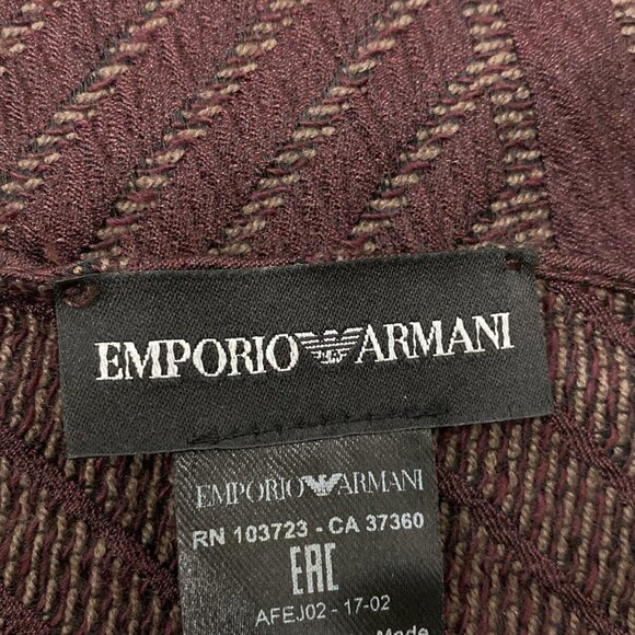 Auth EMPORIO ARMANI - Bordeaux Dark Brown Black Polyester Wool Silk Polyamide - Picture 6 of 6